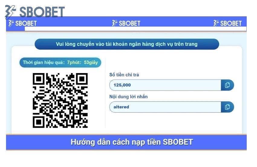 Các bước nạp tiền Sbobet qua quét mã QR