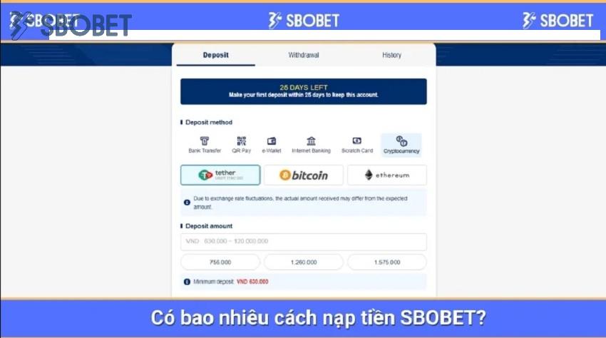 Các hình thức nạp tiền Sbobet hiện nay