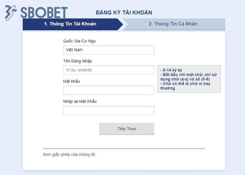 Cách tạo tài khoản Sbobet trên di động 