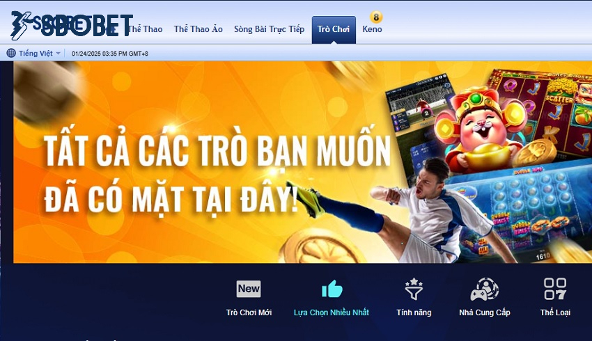 Top game tại sảnh lựa chọn hàng đầu Sbobet