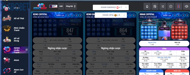 Tìm hiểu cách chơi keno chiến tranh Sbobet nhận thưởng